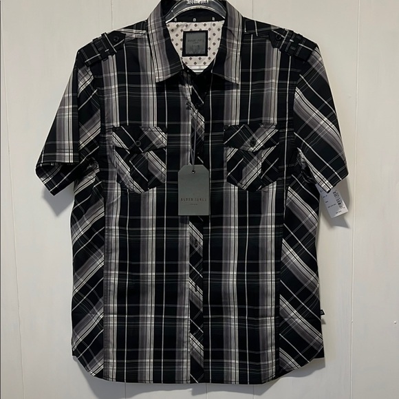 BNWT Asher Jones London Black Plaid Shirt - Picture 1 of 7